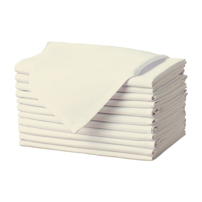 Gee Di Moda Cloth Napkins - 17 x 17 Inch Ivory Dinner Napkins - Set of 12 Soft & Absorbent Washable Fabric Cloth Table Napkins with Hemmed Edges for Hotel Restaurant, Holiday Parties & Wedding - Image 1